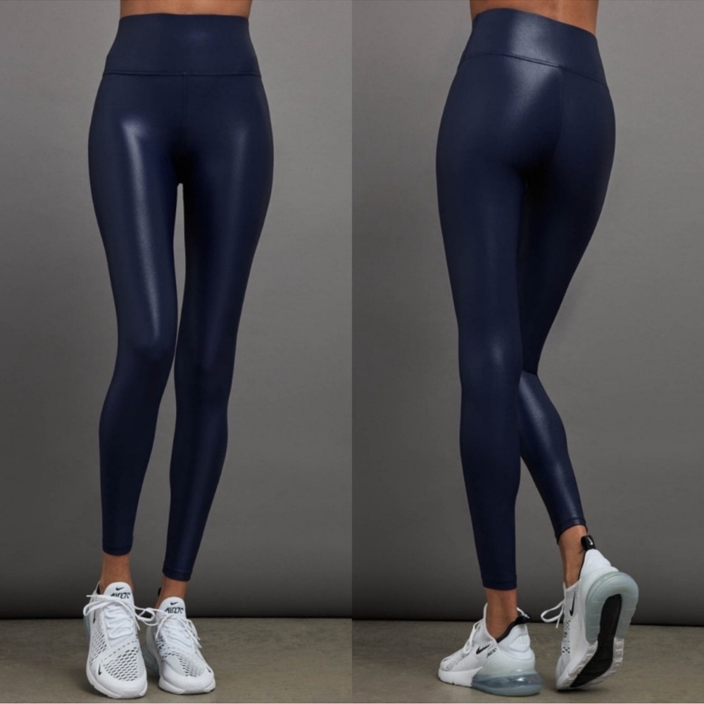 CARBON38 High Rise Full Length Legging In Takara Shine Navy Blazer XS